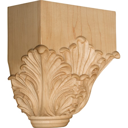 9 X 3 3/4 X 7 Acanthus Leaf Center Crown Block In Soft Maple